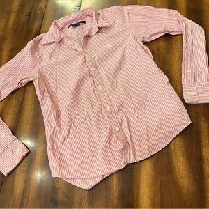 Ralph Lauren Sport vintage pink stripe button up Slim Fit size Medium